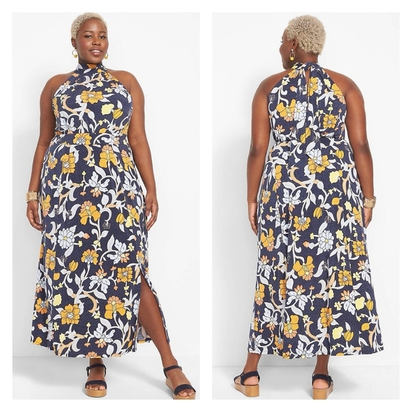 Lane Bryant Halter Floral Maxi Dress, Size 22/24 - Picture 1 of 6